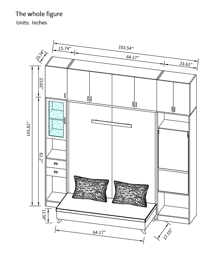 Modern Wall Bed Home Furniture Chinese Factory Customized Apartment High End Bedroom Furniture Set Vertical Lift Sofa Murphy Beds with Mattress