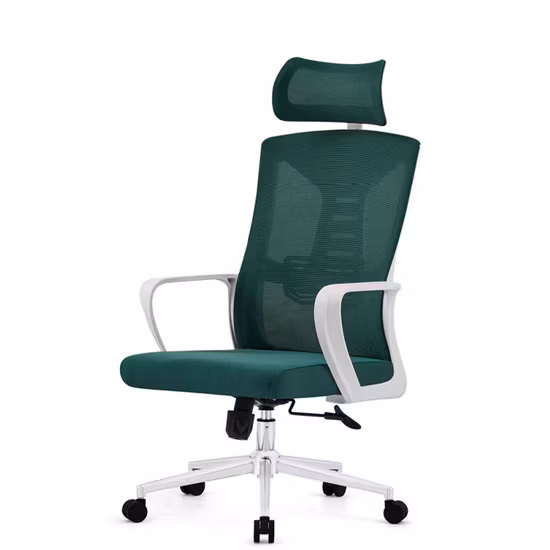 Cadeira de escritório de design ergonômico de luxo com encosto alto para chefe/gerente com apoio de cabeça para cima e para baixo